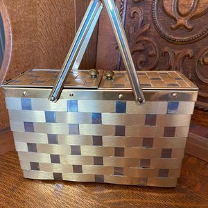 Vintage Woven Metallic Box Purse